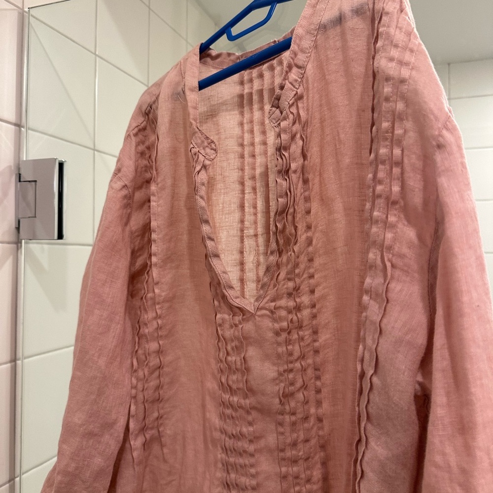 CP Shades Regina linen dusty rose tunic dress with gorgeous pleating